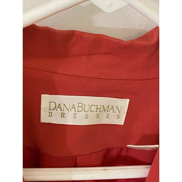 Dana Buchman Women's Orange Silk Sea Shell Button Front Long Coat - 14 - Picture 3 of 13